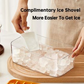 One-button Press Type Ice Mold Box Plastics Ice Cube Maker Ice Tray Mold With Storage Box With Lid Bar Kitchen Accessories (Color: White)