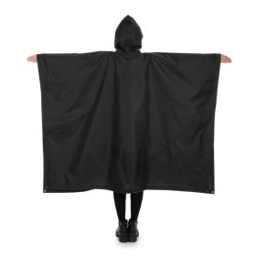 Multi-Usage Lightweight Hooded Rain Poncho Picnic Mat Blanket Sun Shelter (Color: Black)