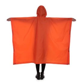 Multi-Usage Lightweight Hooded Rain Poncho Picnic Mat Blanket Sun Shelter (Color: Orange)