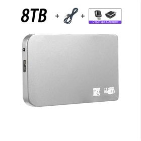 Original High-speed 16TB Portable External Solid State Hard Drive USB3.0 Interface HDD Mobile Hard Drive For Laptop/mac (Color: 8TB Silver)