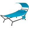 Patio Hanging Chaise Lounge Chair with Canopy Cushion Pillow and Storage Bag