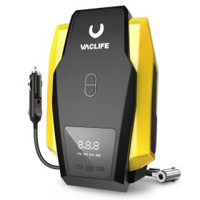 VacLife Air Compressor Tire Inflator, DC 12V Portable Air Compressor For Car Tires, Auto Tire Pump With LED Light, Digital Air Pump For Car Tires (Color: US701YE)